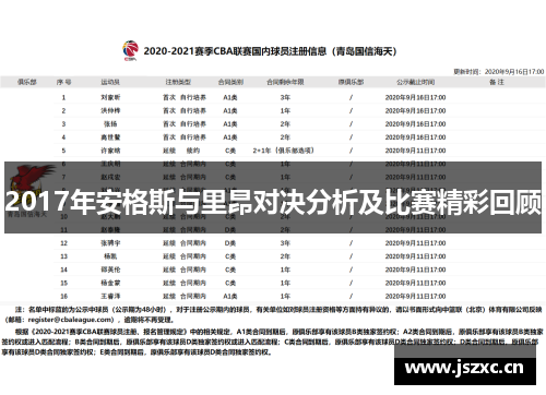 2017年安格斯与里昂对决分析及比赛精彩回顾